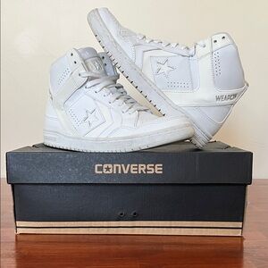 Converse White Leather Weapon Mid Sneakers